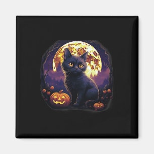 Pumpkin Black Cat Halloween Vintage Costume For Ad Magnet