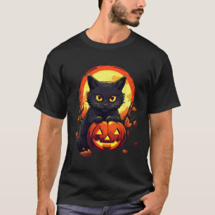 Pumpkin Black Cat Halloween Vintage Costume For Ad T-Shirt