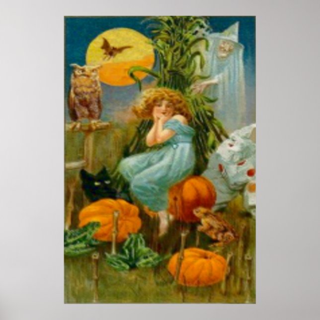 Pumpkin Black Cat Witch Clown Owl Frog Bat Poster (Front)