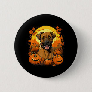 Pumpkin Black Mouth Cur Dog Halloween Thanksgiving 6 Cm Round Badge