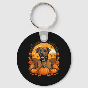 Pumpkin Black Mouth Cur Dog Halloween Thanksgiving Key Ring