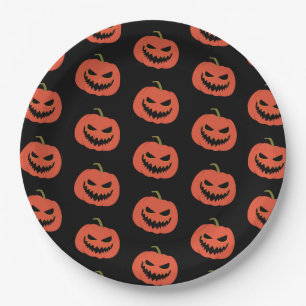 Pumpkin black & orange Halloween party Paper Plate