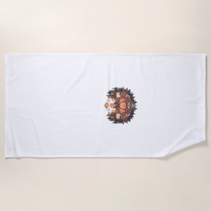 Pumpkin Bloom � Autumn Candlelight and Floral Harm Beach Towel