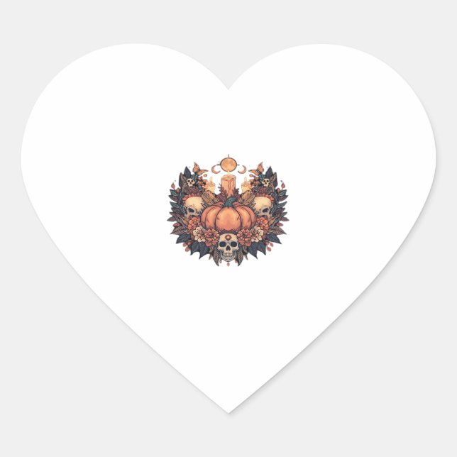 Pumpkin Bloom � Autumn Candlelight and Floral Harm Heart Sticker (Front)