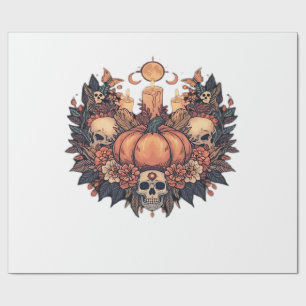 Pumpkin Bloom � Autumn Candlelight and Floral Harm Wrapping Paper