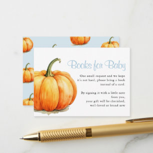 Pumpkin Blue Bow Baby Shower Books for Baby Enclosure Card