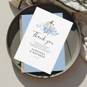 Pumpkin Blue Floral Baby Shower Thank You Card