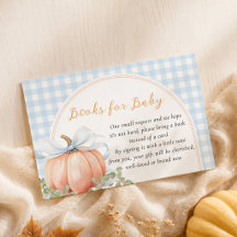 Pumpkin Blue Gingham Baby Shower Books for Baby