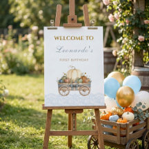 Pumpkin Blue Lace First Birthday Welcome