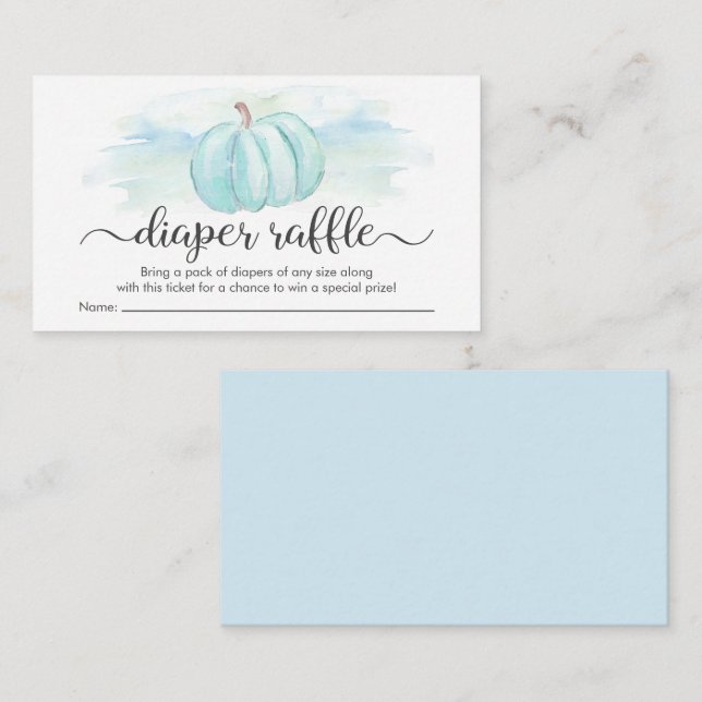 Pumpkin Blue Mint Diaper Raffle Baby Shower Enclosure Card (Front/Back)