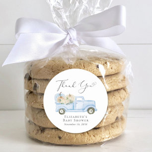 Pumpkin Blue Truck Baby Boy Shower Thank You Classic Round Sticker