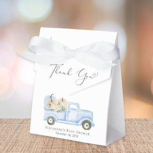Pumpkin Blue Truck Baby Boy Shower Thank You Favour Box