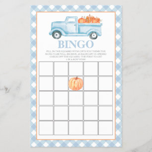 Pumpkin blue truck Baby Shower Bingo Flyer