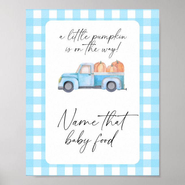 Pumpkin blue truck - name that baby food poster (Front)