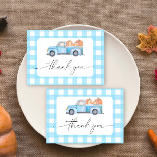 Pumpkin blue truck thank you card