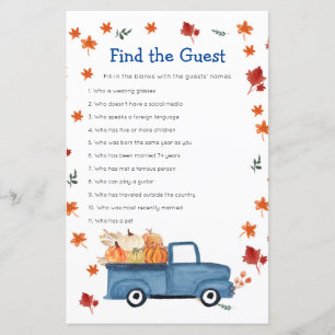 Pumpkin Blue Truck Watercolor Find the Guest game