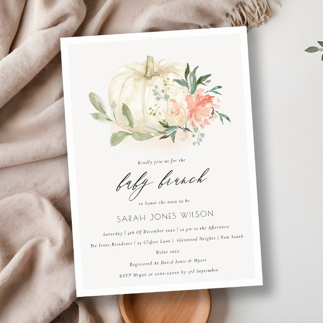 Pumpkin Blush Floral Baby Brunch Shower Invite (Creator Uploaded)