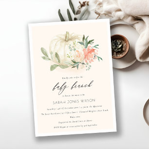Pumpkin Blush Floral Baby Brunch Shower Invite