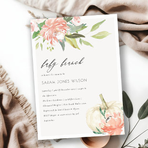 Pumpkin Blush Floral Baby Brunch Shower Invite