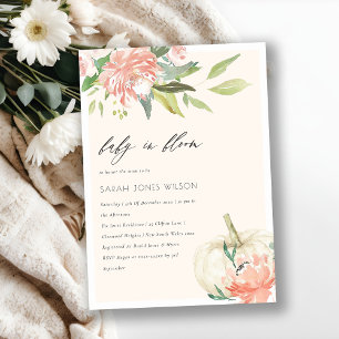 Pumpkin Blush Floral Baby in Bloom Shower Invite