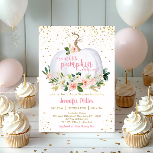 Pumpkin Blush Floral Baby Shower Invitation (Creator Uploaded)