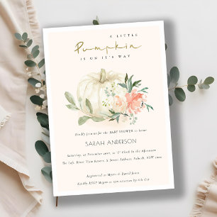 Pumpkin Blush Floral Little Baby Shower Invite