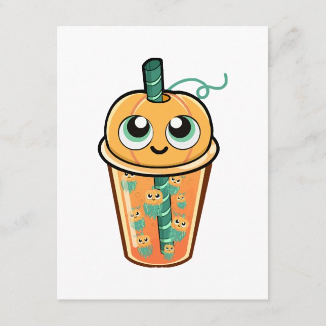 Pumpkin Boba Jellyfish Enclosure Card (Front)