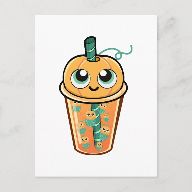Pumpkin Boba Jellyfish Postcard (Front)
