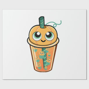 Pumpkin Boba Jellyfish Wrapping Paper