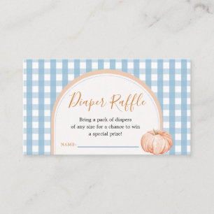 Pumpkin Boho Blue Gingham Diaper Raffle Enclosure Card