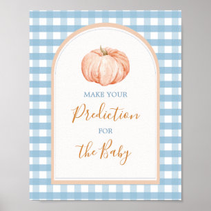 Pumpkin Boho Blue Gingham Prediction for Baby Poster