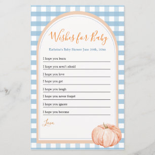 Pumpkin Boho Blue Gingham Wishes for Baby