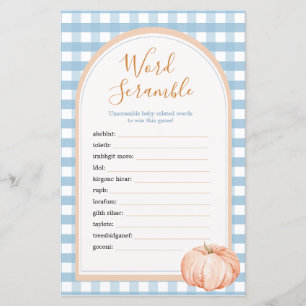 Pumpkin Boho Blue Gingham Word Scramble Game