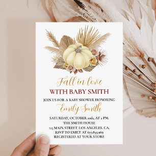 Pumpkin Boho Fall In Love Baby Shower Invitation