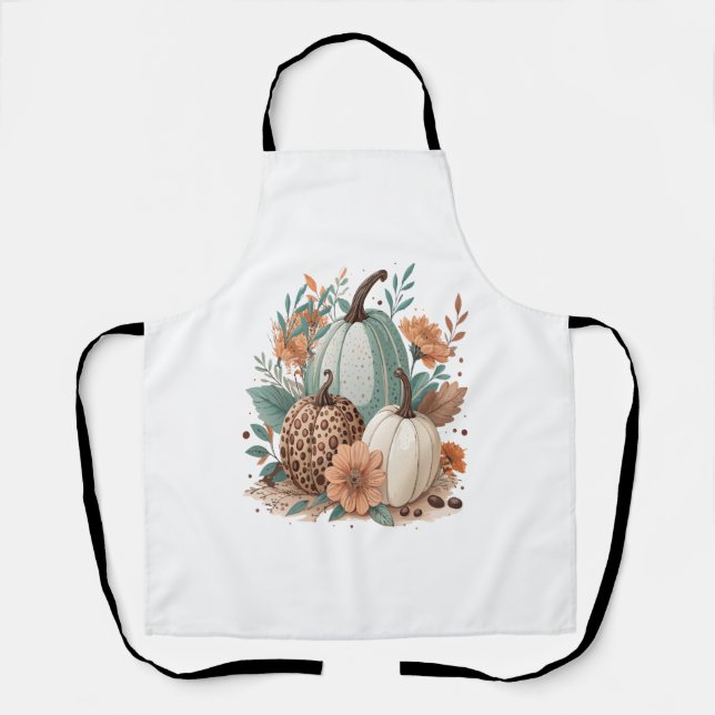 Pumpkin Boho Floral Apron (Front)