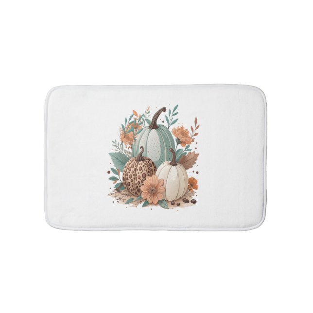 Pumpkin Boho Floral Bath Mat (Front)