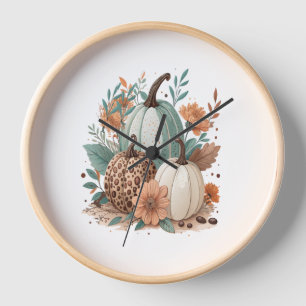 Pumpkin Boho Floral Clock