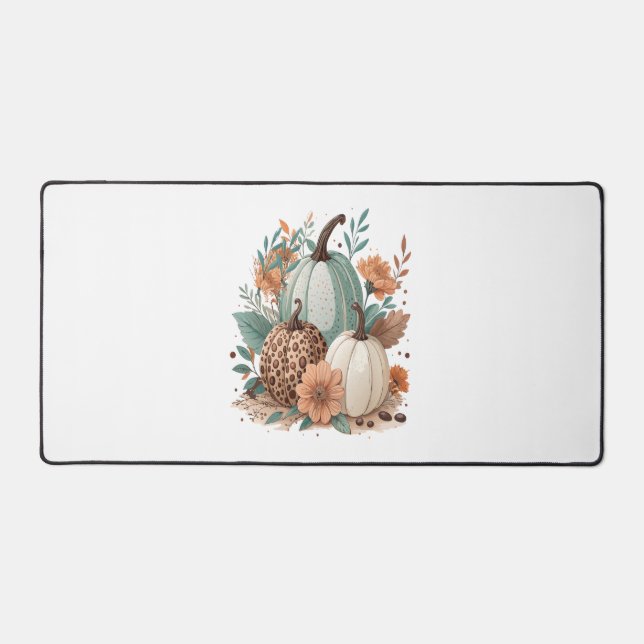 Pumpkin Boho Floral Desk Mat (Front)
