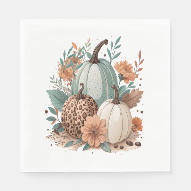 Pumpkin Boho Floral Napkin (Front)