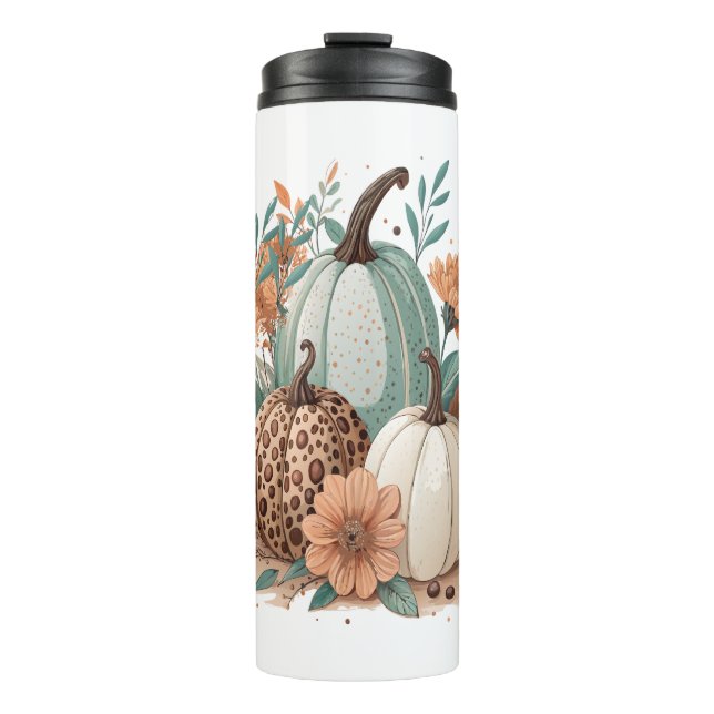 Pumpkin Boho Floral Thermal Tumbler (Front)