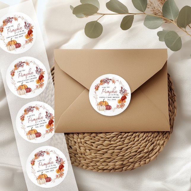 Pumpkin Boho Gender Neutral Baby Shower Classic Round Sticker (Creator Uploaded)