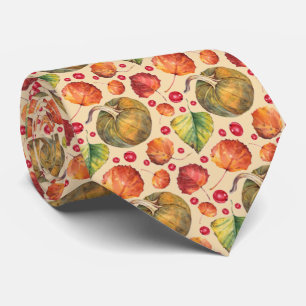 Pumpkin Boho Terracotta Autumn Fall Leaves Tie