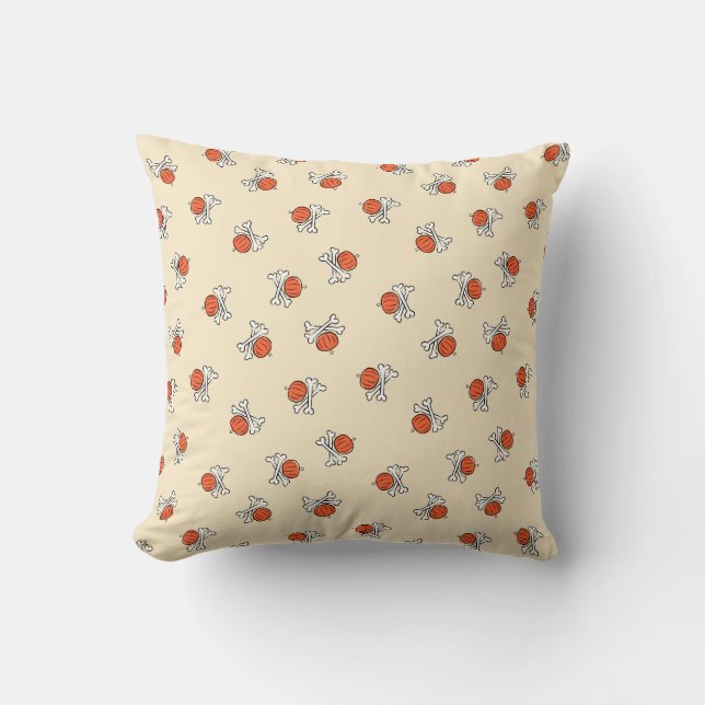Pumpkin & Bones Halloween Cushion (Front)