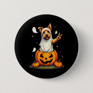 Pumpkin Boo Ghost Scottish Terrier Dog Halloween 6 Cm Round Badge