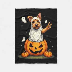 Pumpkin Boo Ghost Scottish Terrier Dog Halloween Fleece Blanket