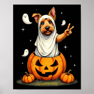 Pumpkin Boo Ghost Scottish Terrier Dog Halloween Poster