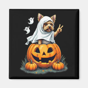 Pumpkin Boo Ghost Yorkie Dog Halloween Costume Magnet