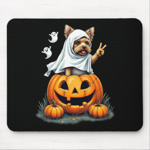 Pumpkin Boo Ghost Yorkie Dog Halloween Costume Mouse Pad