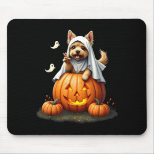 Pumpkin Boo Ghost Yorkie Dog Halloween Costume Mouse Pad