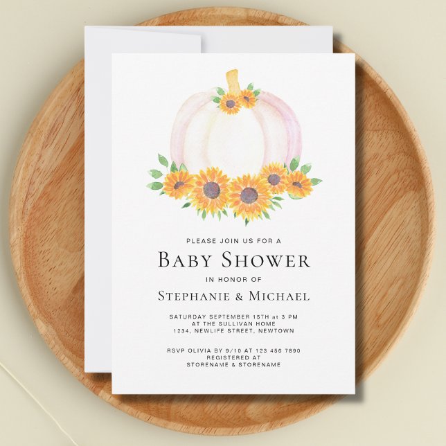 Pumpkin Botanical Couples Baby Shower  Invitation (Creator Uploaded)